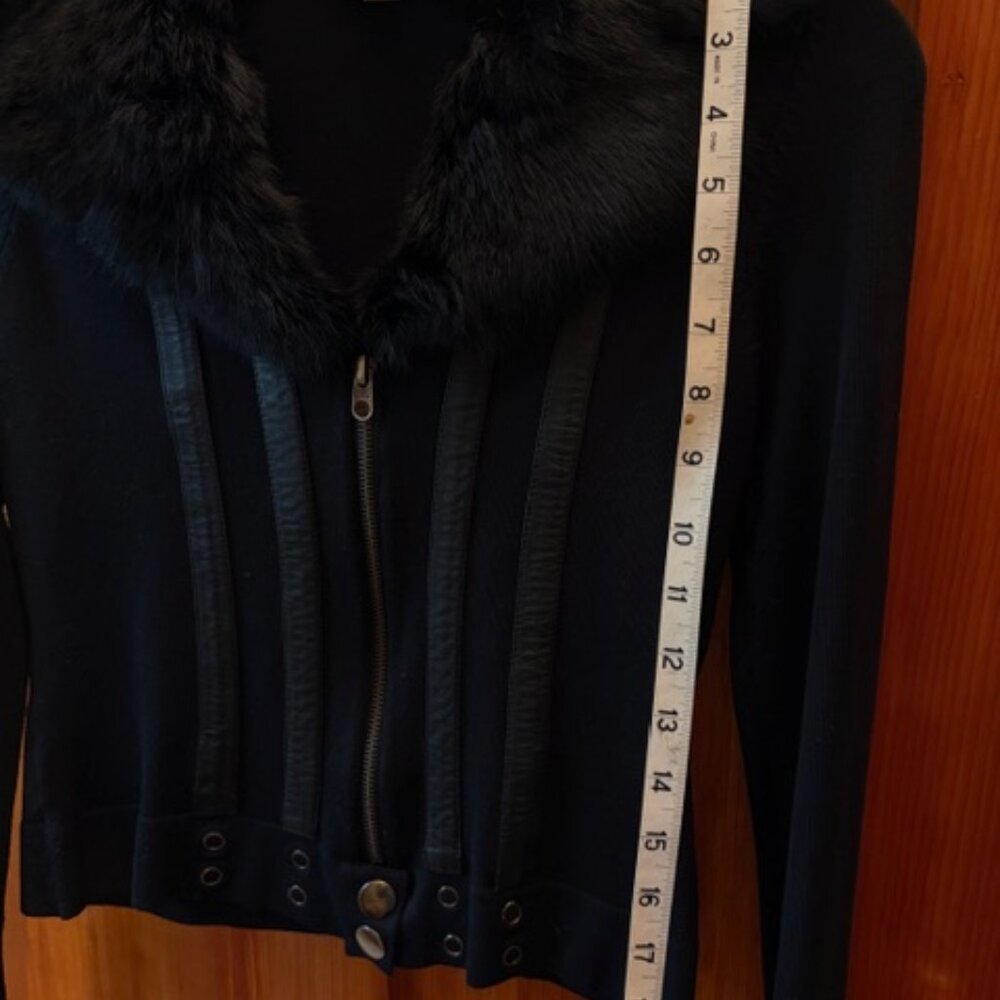 Bebe leather/rabbit fur fitted sweater - Picture 7 of 8